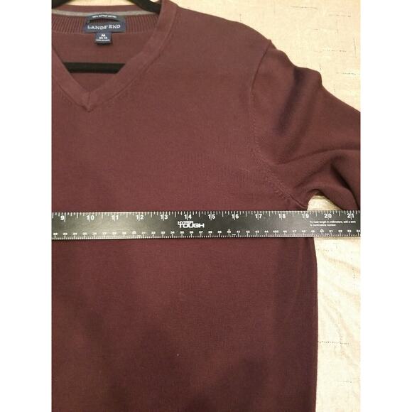 Lands End Mens Plum Purple Vneck 100% Supima Cotton  Sweater Size M - Picture 5 of 7
